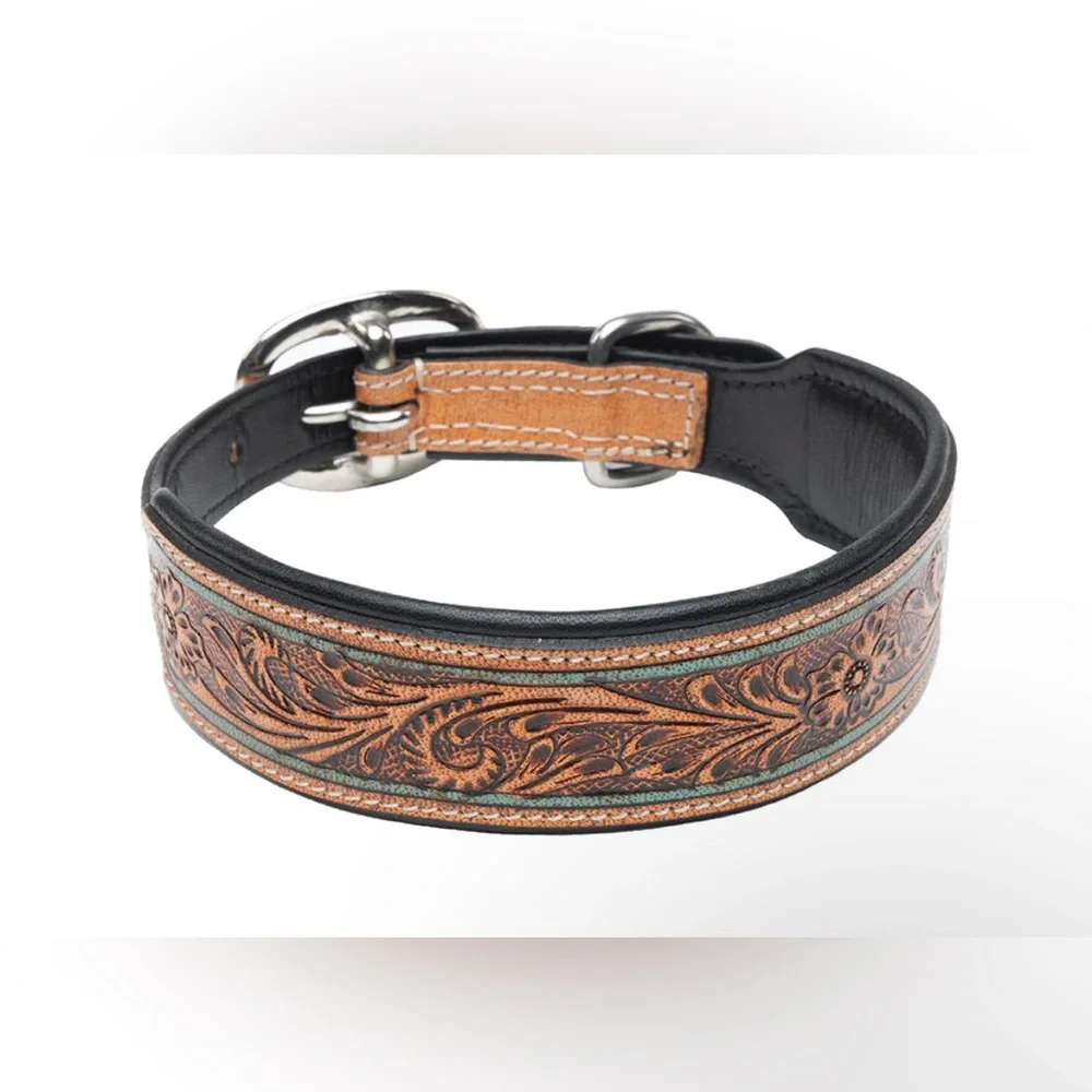 NWT Myra Hand Tooled Cognac Leather w/ Hand Painted Turquoise Accents